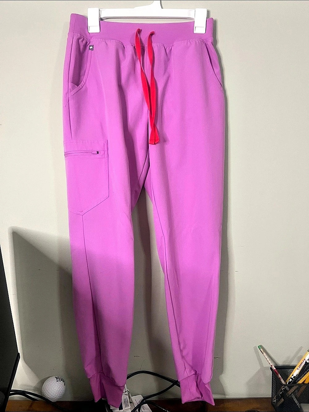 FIGS Technical Collection Straight-Leg Pants in Pink Small